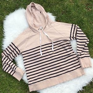 J. Crew Blue Stripe Pullover Hoodie Size L Large